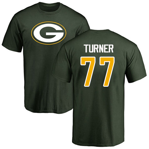Men Green Bay Packers Green #77 Turner Billy Name And Number Logo Nike NFL T Shirt->nfl t-shirts->Sports Accessory